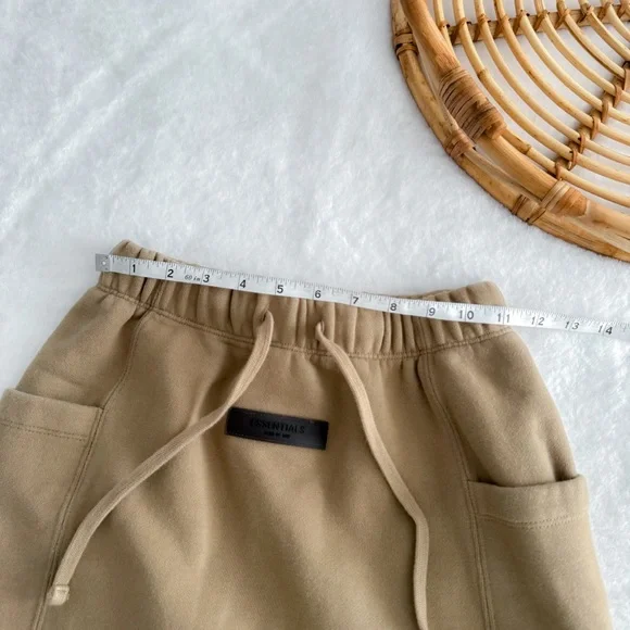 Fear Of God Essentials Fleece Mini Skirt Drawstrings Cargo Tan Brown - Picture 8 of 10